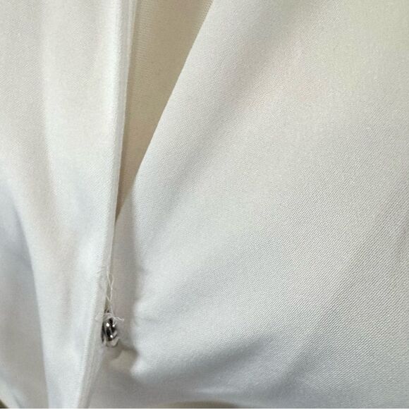 Do+Be white satin collared ruched wrap mini dress size medium - Picture 6 of 12